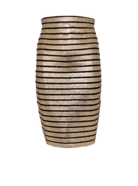 Balmain Women's Hw Golden Striped Knit Knee Skirt