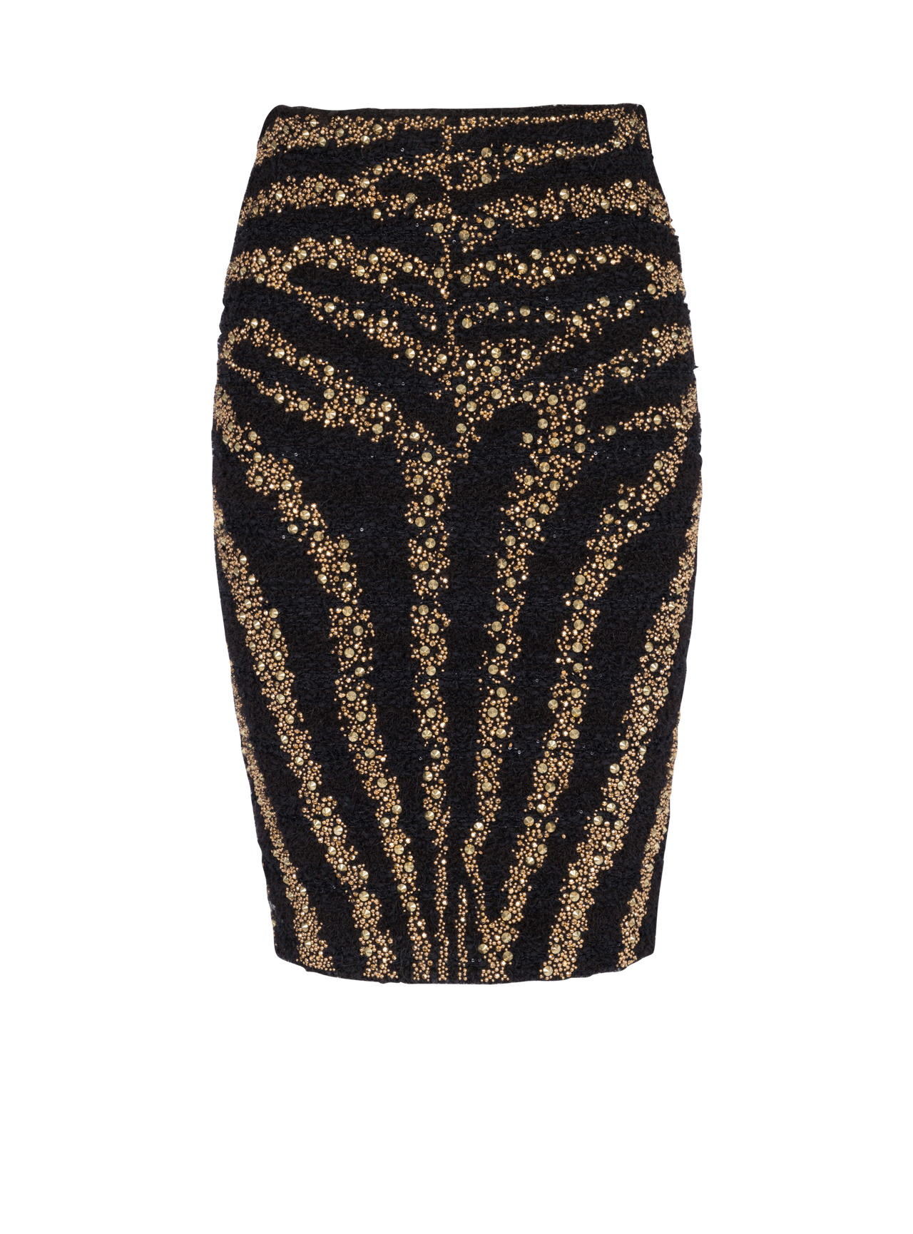 Balmain Women's Hw Zebra Tweed Knee Skirt