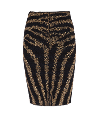 Balmain Women's Hw Zebra Tweed Knee Skirt