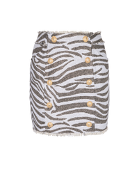 Balmain Women's Hw Butonned Lurex Zebra Short Skirt