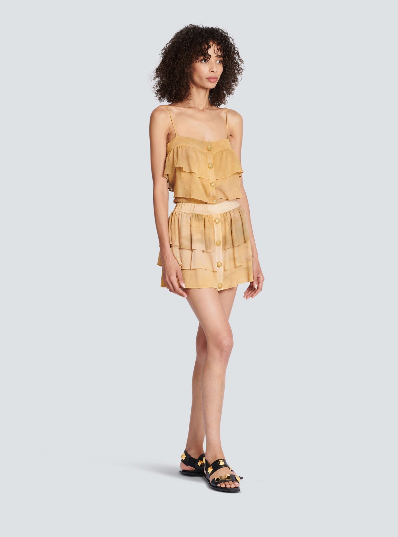 Balmain Women's Lw Tie & Dye Ruffles Short Skirt
