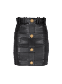 Balmain Women's Hw Leather Buttoned Short Skirt