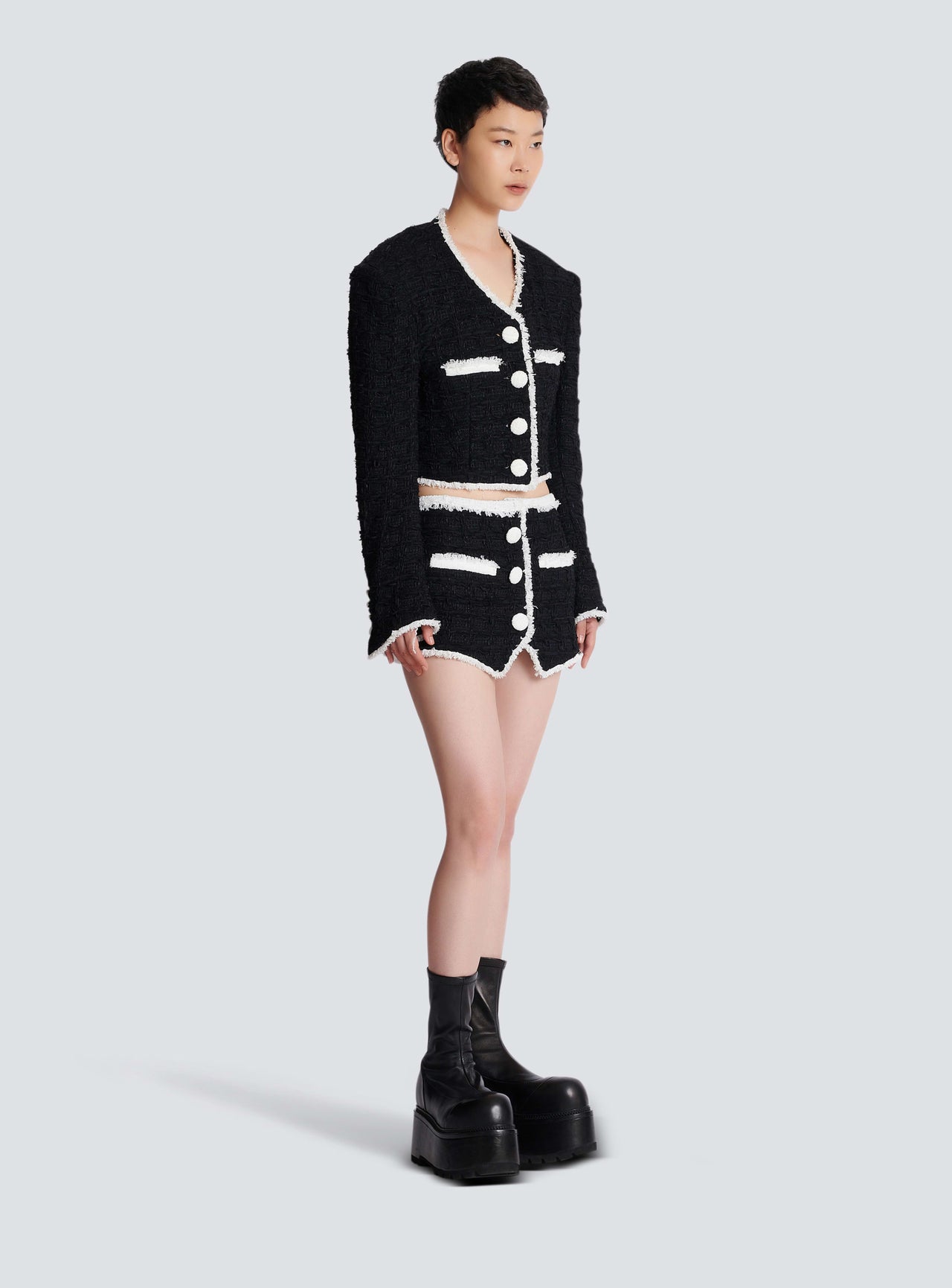 Balmain Women's Contrasted Tweed Mini Skirt