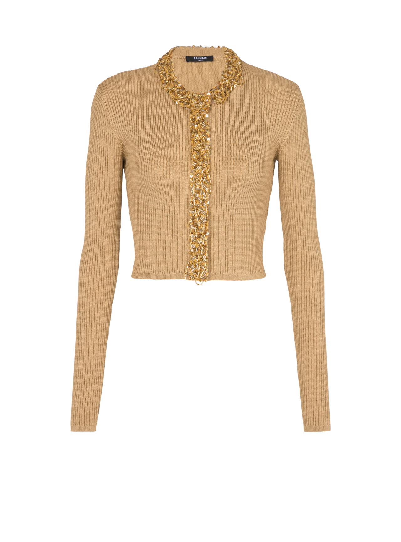 Balmain Women's Embroidered Knit Cropped Cardigan
