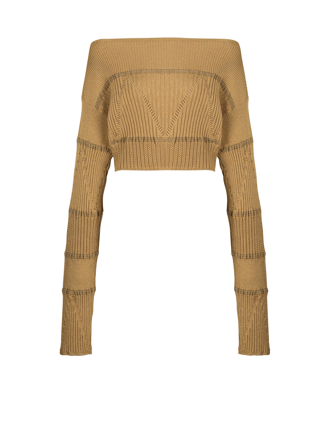 Balmain Women's Boat Neck Knitted Croppped Sweater