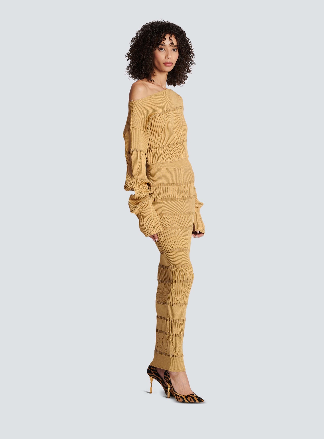 Balmain Women's Boat Neck Knitted Croppped Sweater