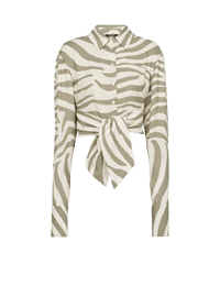 Balmain Women's Mao Collar Zebra Printed Short Shirt