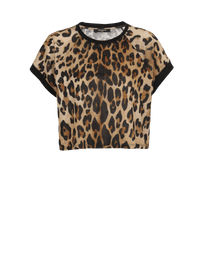 Balmain Women's Leopard Printed Linen Jersey Cropped Ts