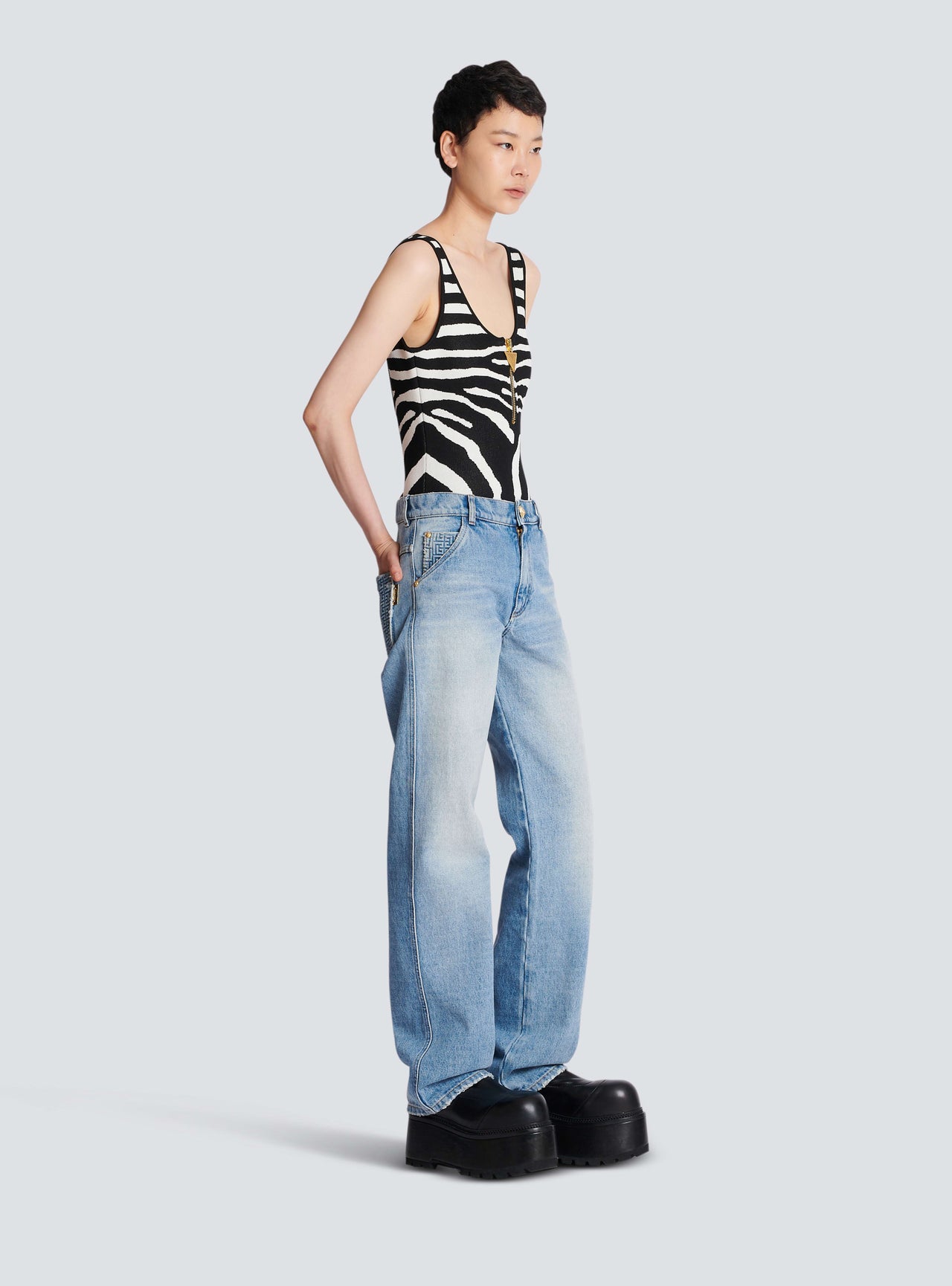 Balmain Women's Zebra Jacquard Knit Body