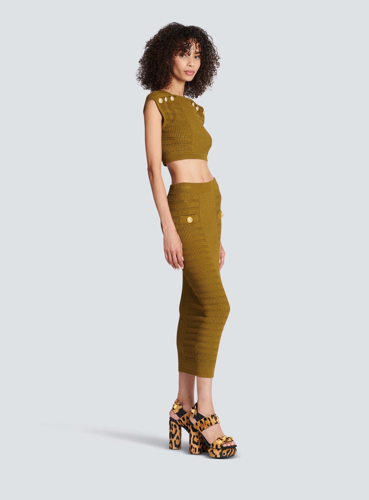 Balmain Women's 6 Btn Knit Cropped Top