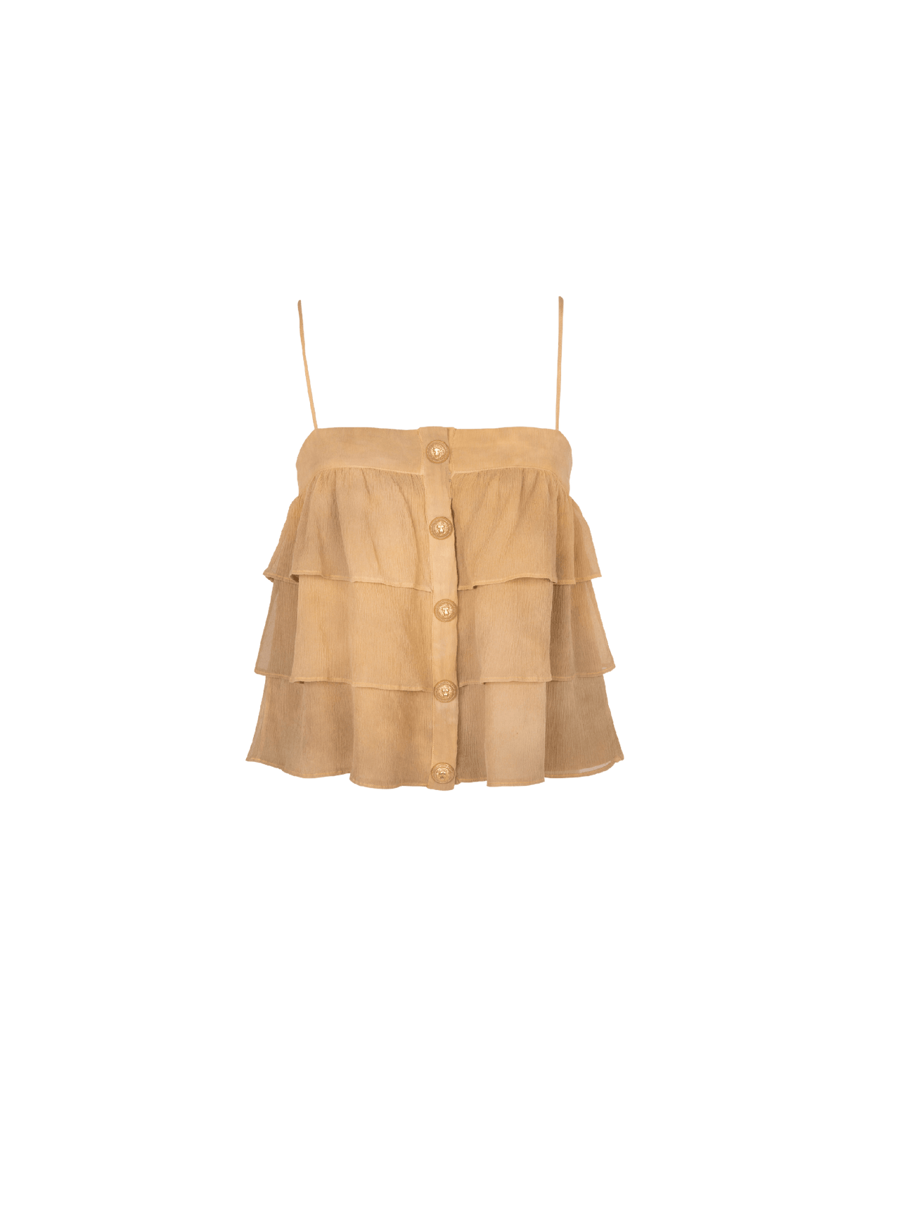 Balmain Women's Tie & Dye Ruffles Strapped Top