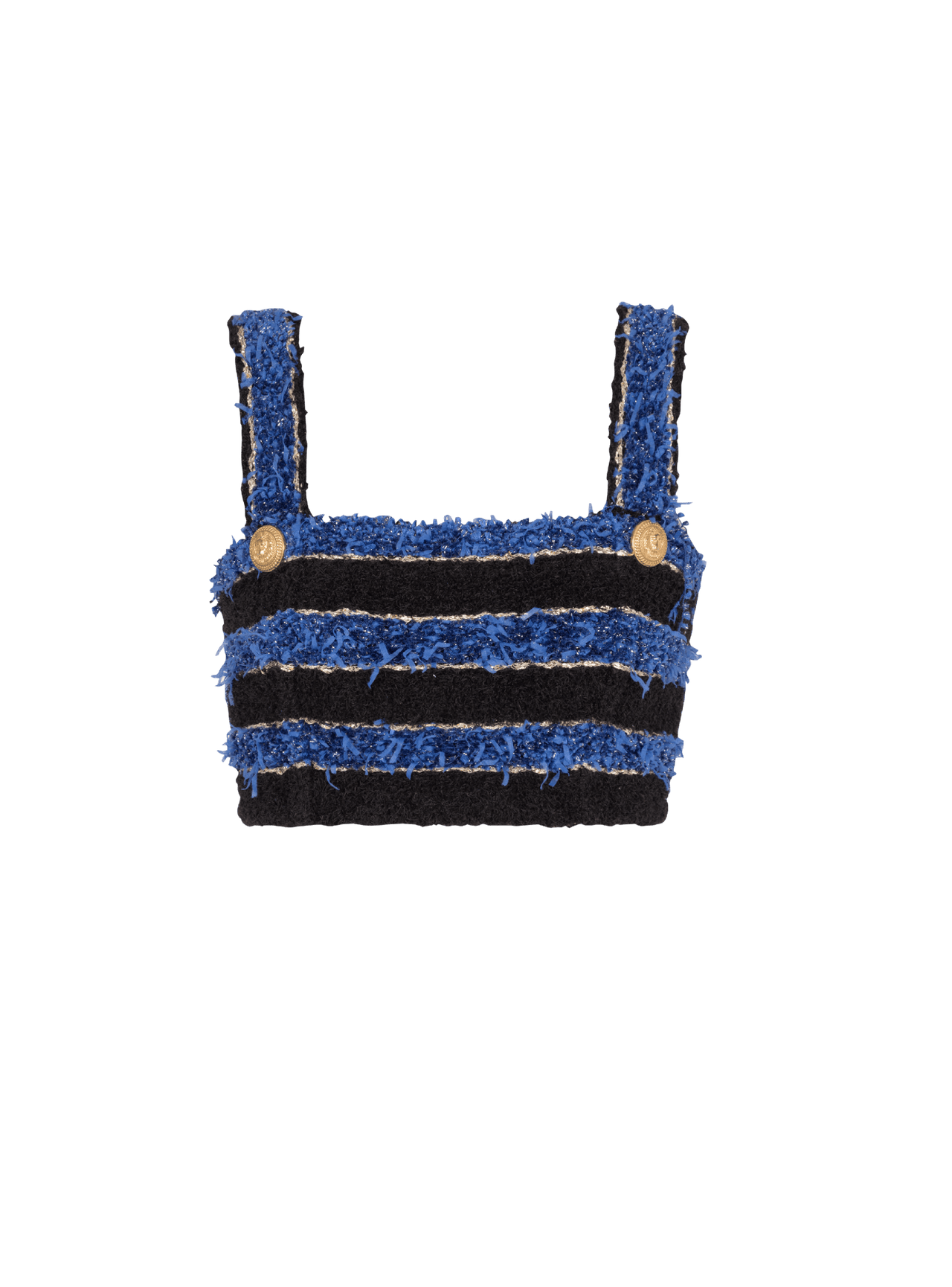 Balmain Women's 2 Btn Striped Tweed Strapped Bra Top