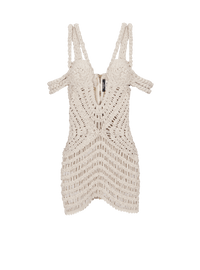 Balmain Women's Off Shoulder Macrame Knit Dress