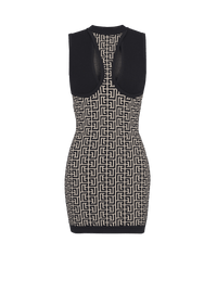 Balmain Women's Sleeveless Cut Monogram Knit Short Dress