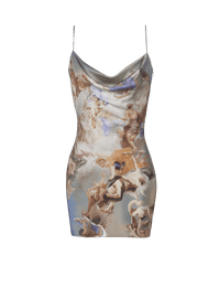 Balmain Women's Sky Printed Cowl Neck Babydoll Dress