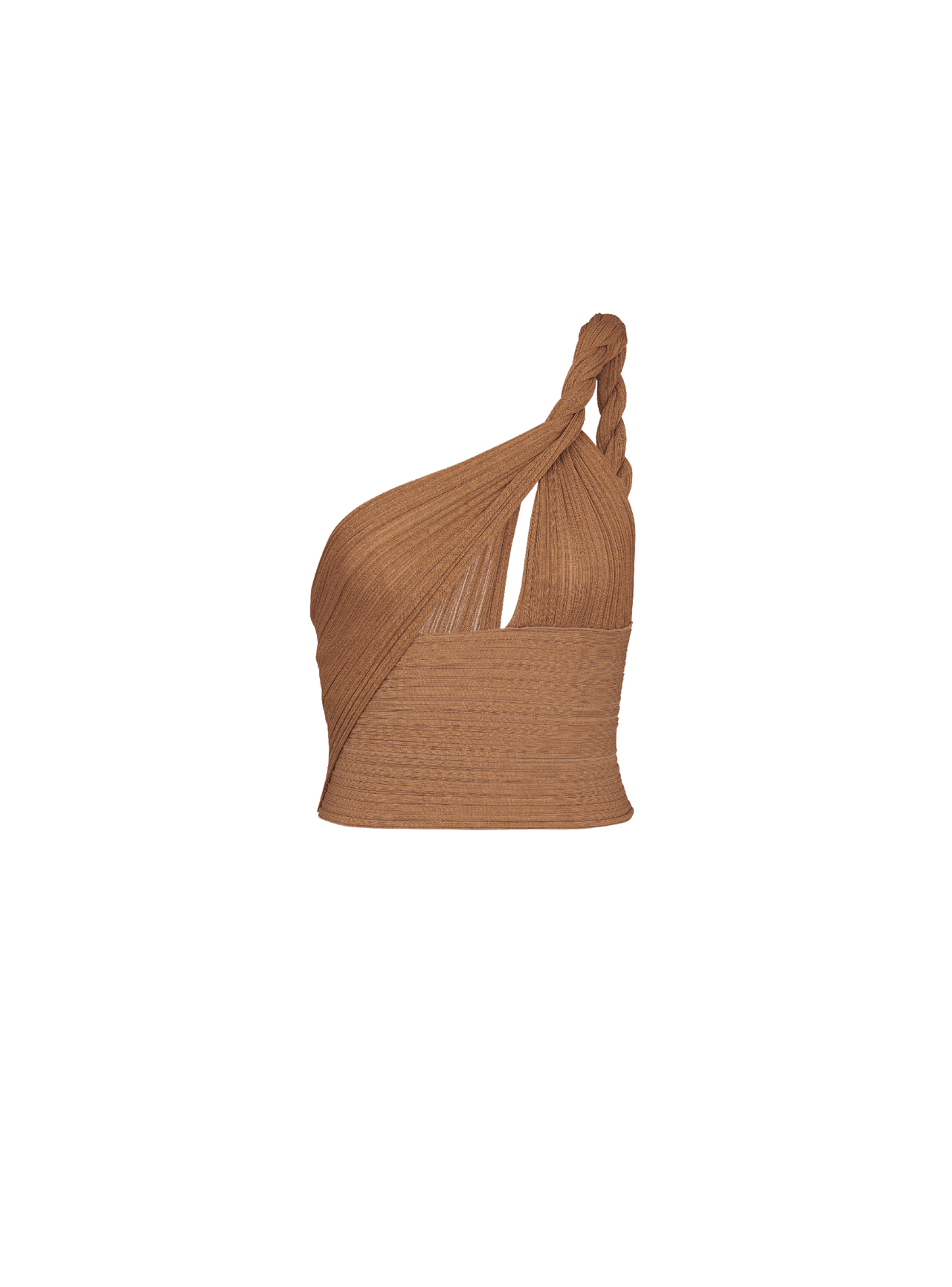 Balmain Women's Braided Asymmetric Pleated Knit Crop Top