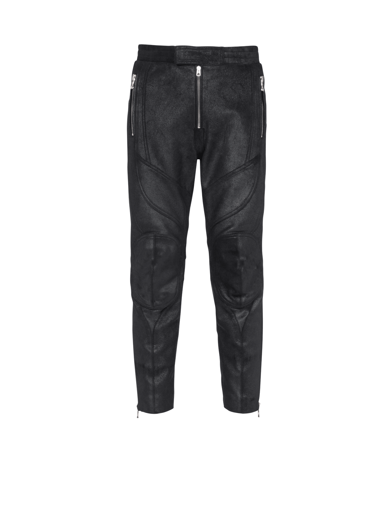Balmain Men's V-Cut Leather Rider Pants
