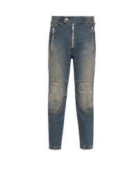 Balmain Men's Knee-Pads Destroyed Rider Jeans