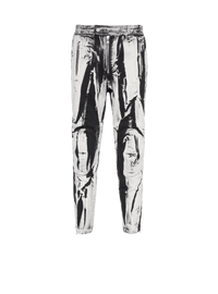 Balmain Men's Knee-Pads B&w Printed Rider Jeans
