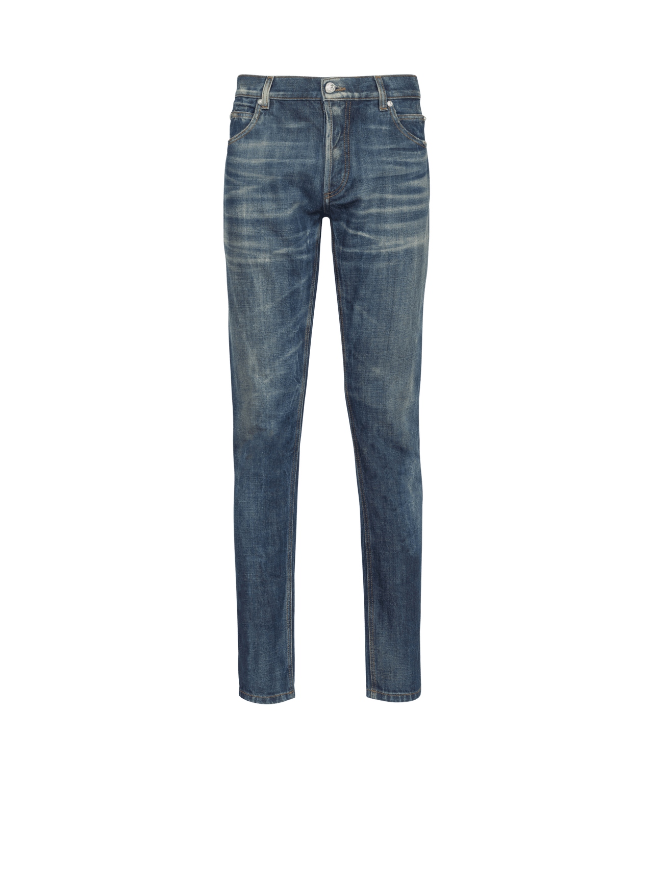 Balmain Men's Slim Jeans -  Blue Denim Stonewash