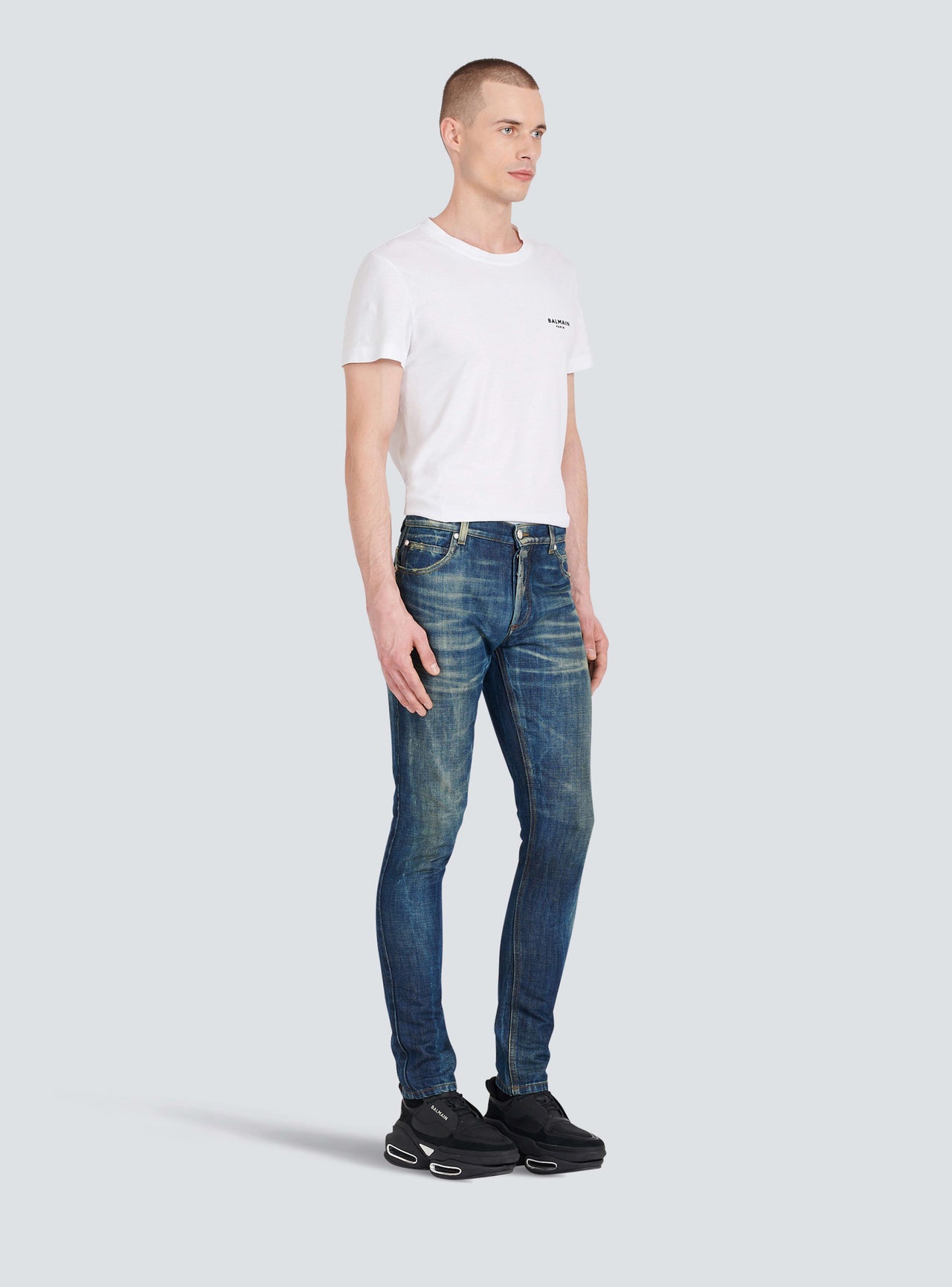 Balmain Men's Slim Jeans -  Blue Denim Stonewash