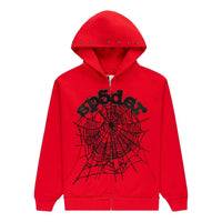 Sp5der OG Web Studded Zip Hoodie 'Red' ST005FW25RED