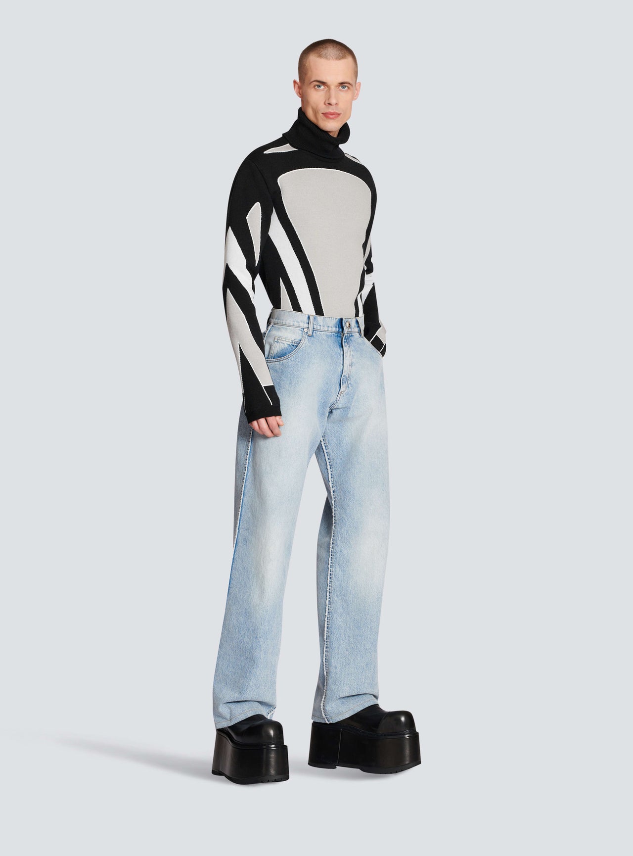 Balmain Men's Loose Vintage Wash Denim Pants