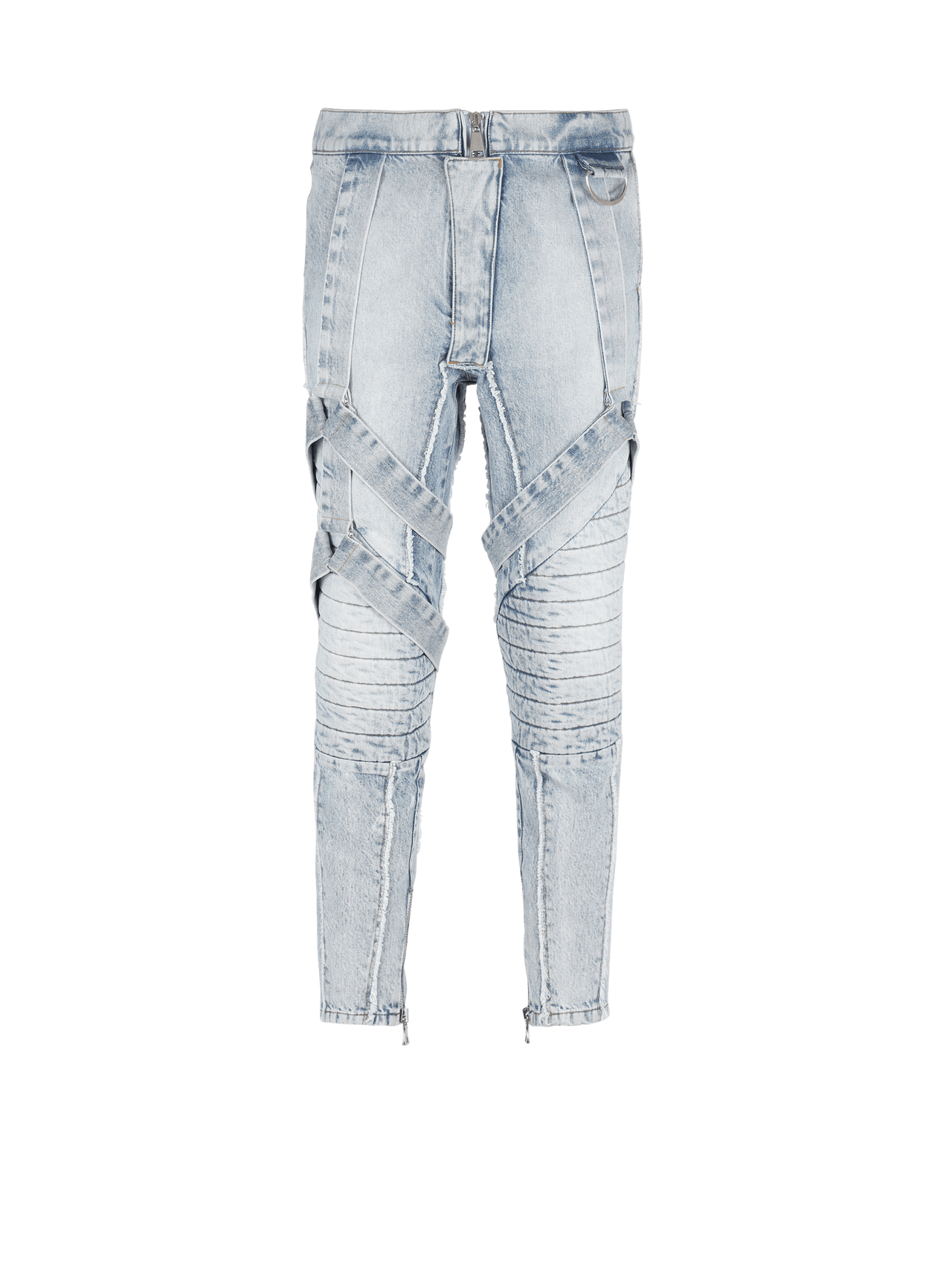 Balmain Men's Multi-Strap Vintage Wash Denim Pants