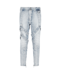 Balmain Men's Multi-Strap Vintage Wash Denim Pants