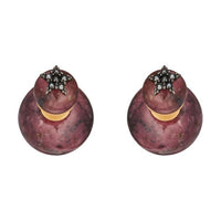 DIOR Pearl Crystal Gold-Plated Metal Earrings Women's Purple