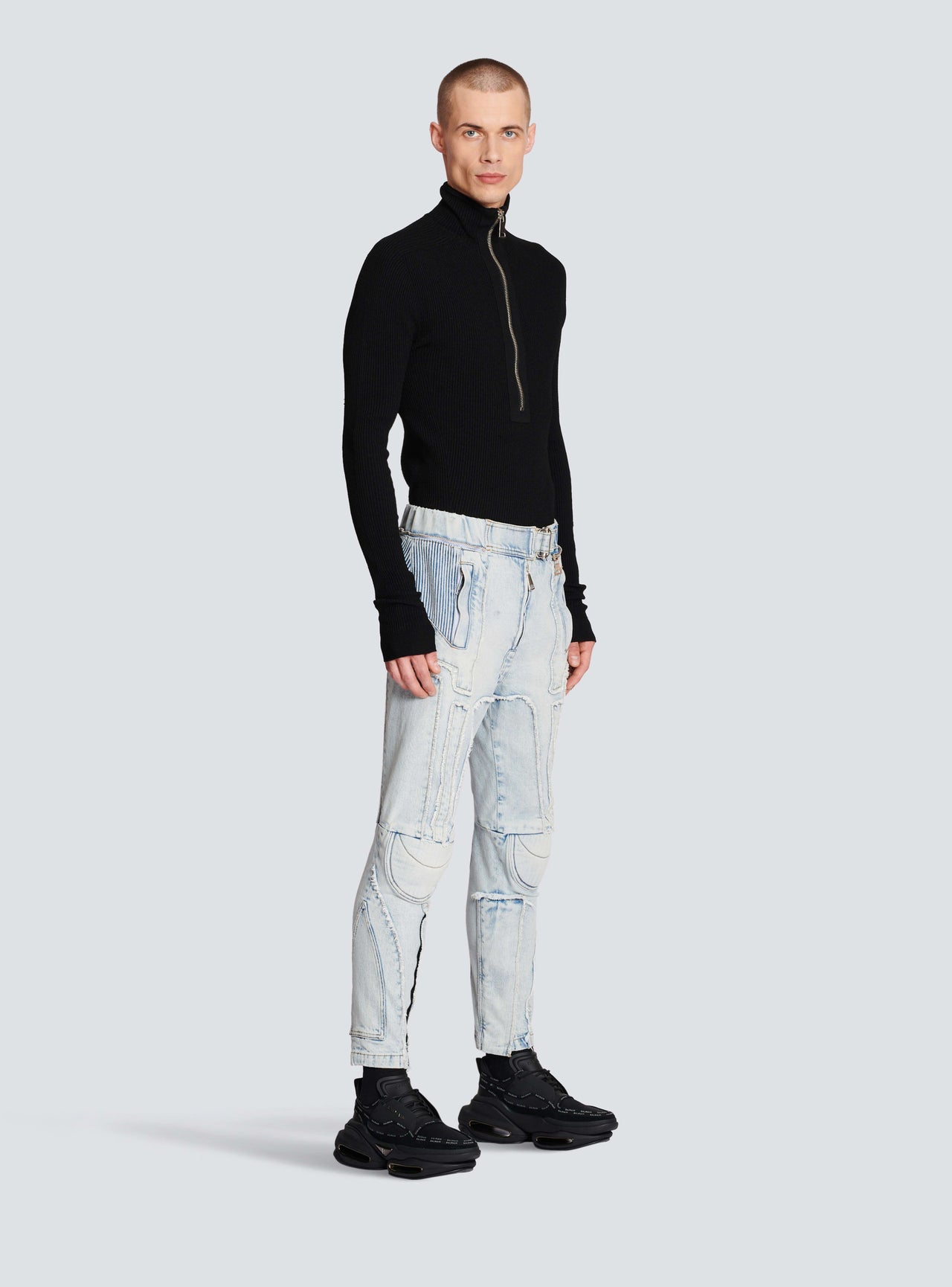 Balmain Men's Motor Rider Tapered Denim Pants