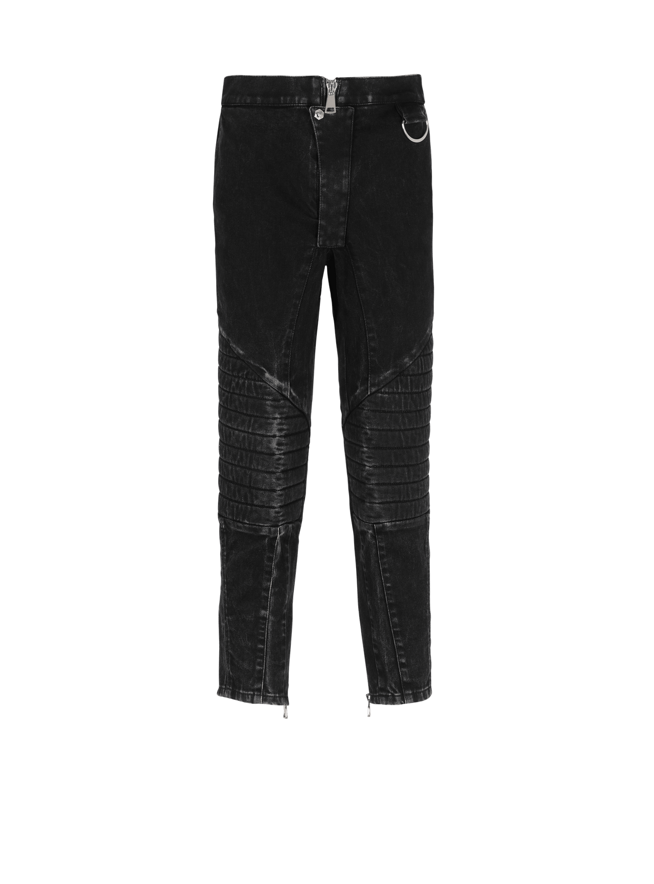 Balmain Men's Knee Pad Acid Wash Denim Pants