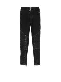 Balmain Men's Knee Pad Acid Wash Denim Pants