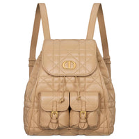 DIOR Caro Sheepskin Backpack Medium Size Women's Brown