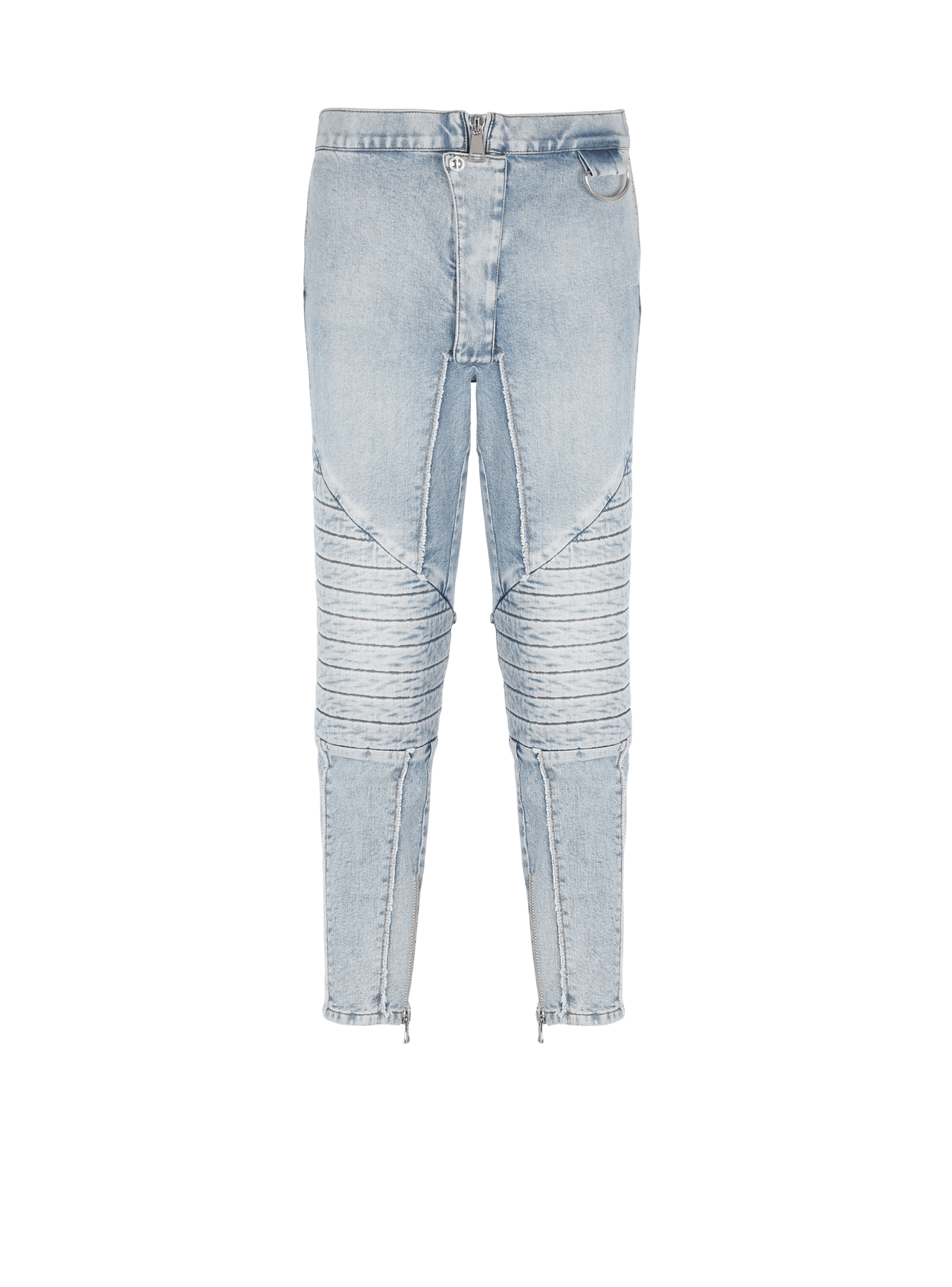 Balmain Men's Knee Pad Vintage Wash Denim Pants