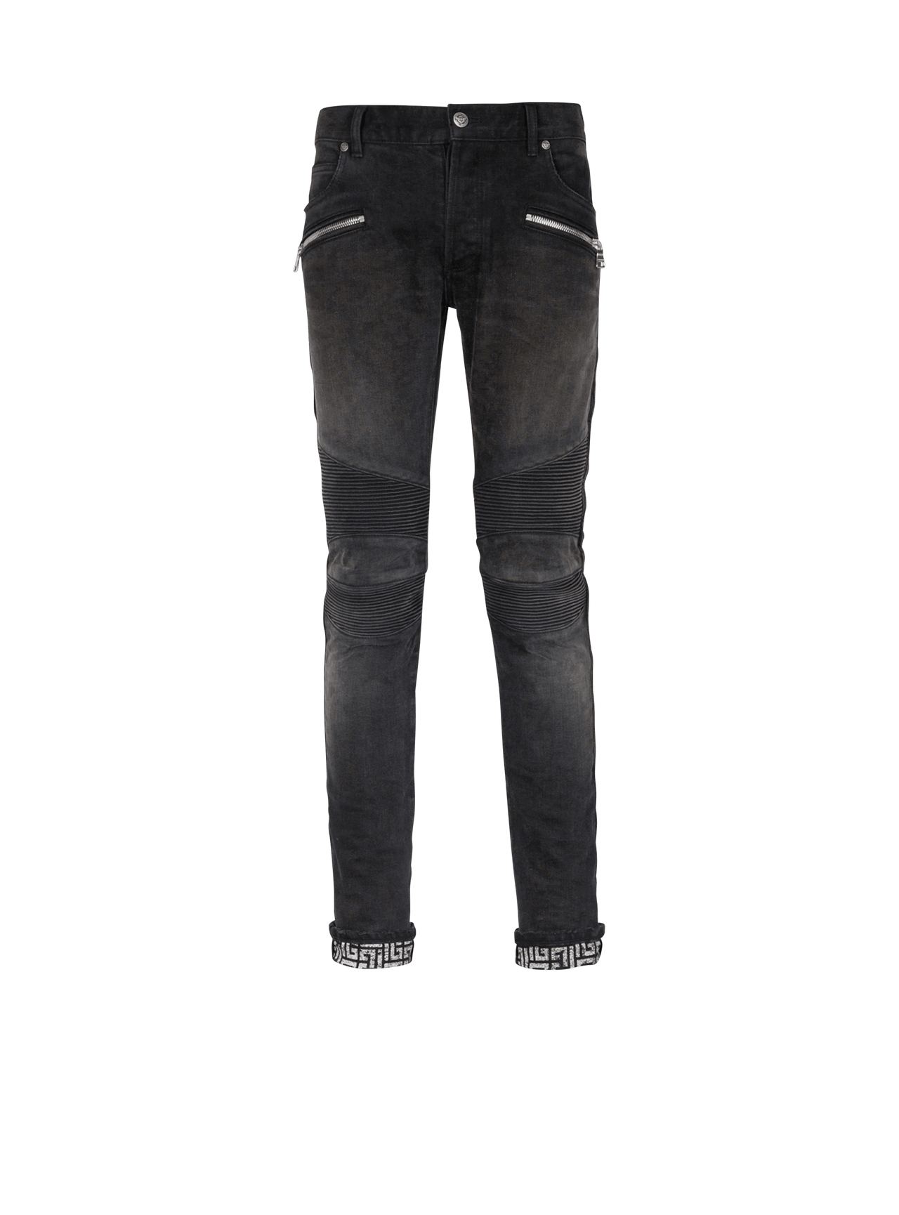 Balmain Men's Monogram Ribbeb Slim Jeans
