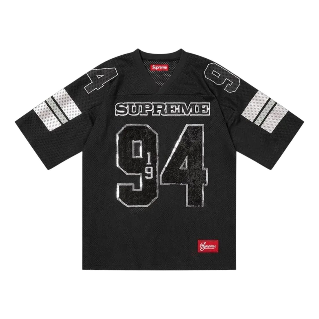 Supreme Sequin Football Jersey 'Black' FW25KN22-BLACK