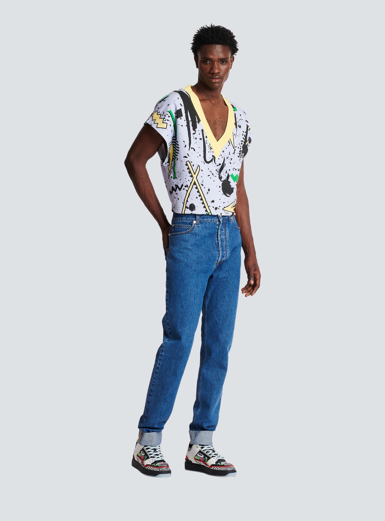 Balmain Men's High Wasted Jeans-5754