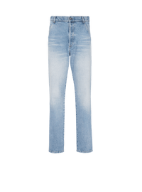 Balmain Men's Straight Monogram Denim Pants