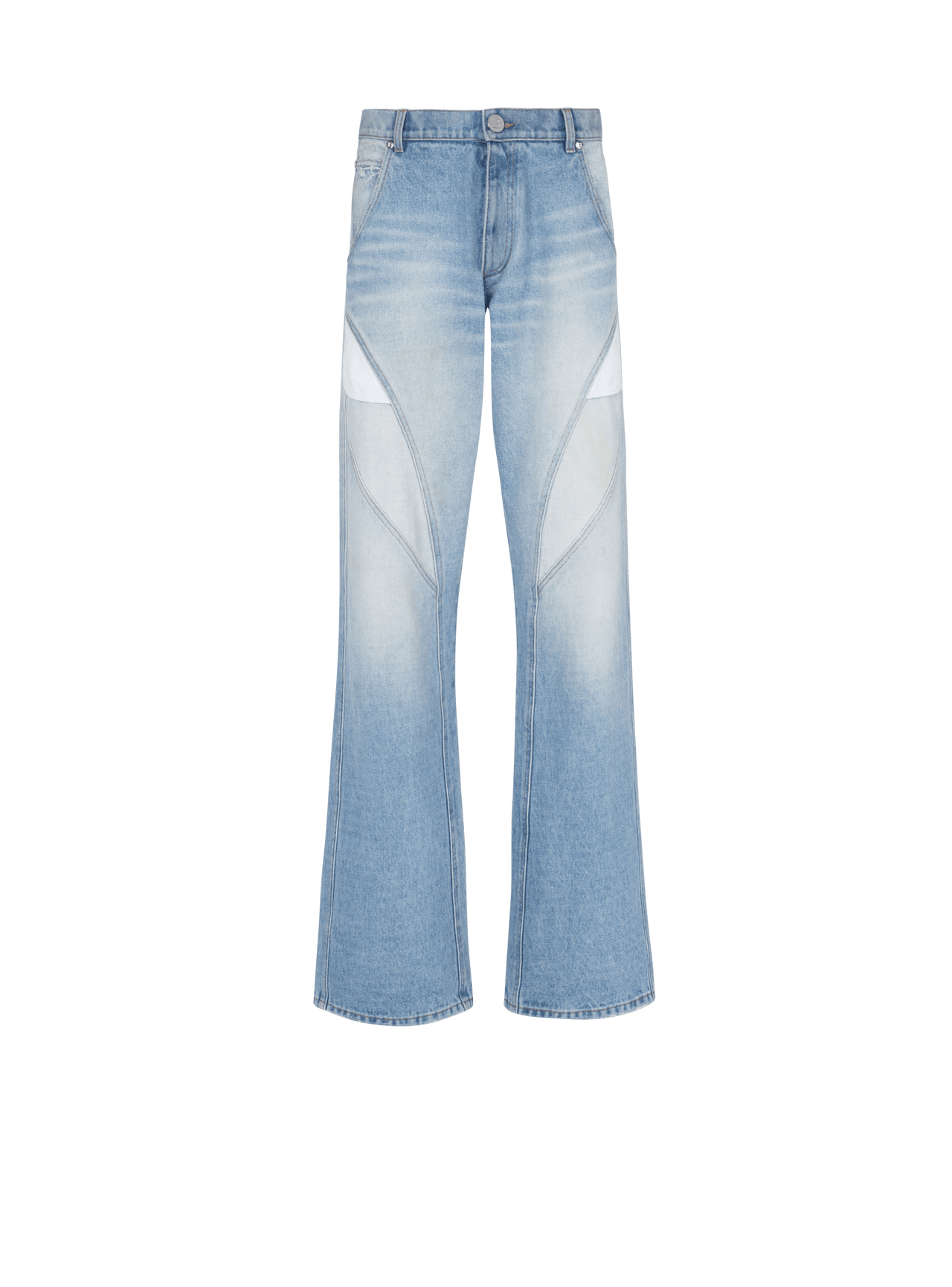 Balmain Men's Multicut Loose Blue Denim Pants