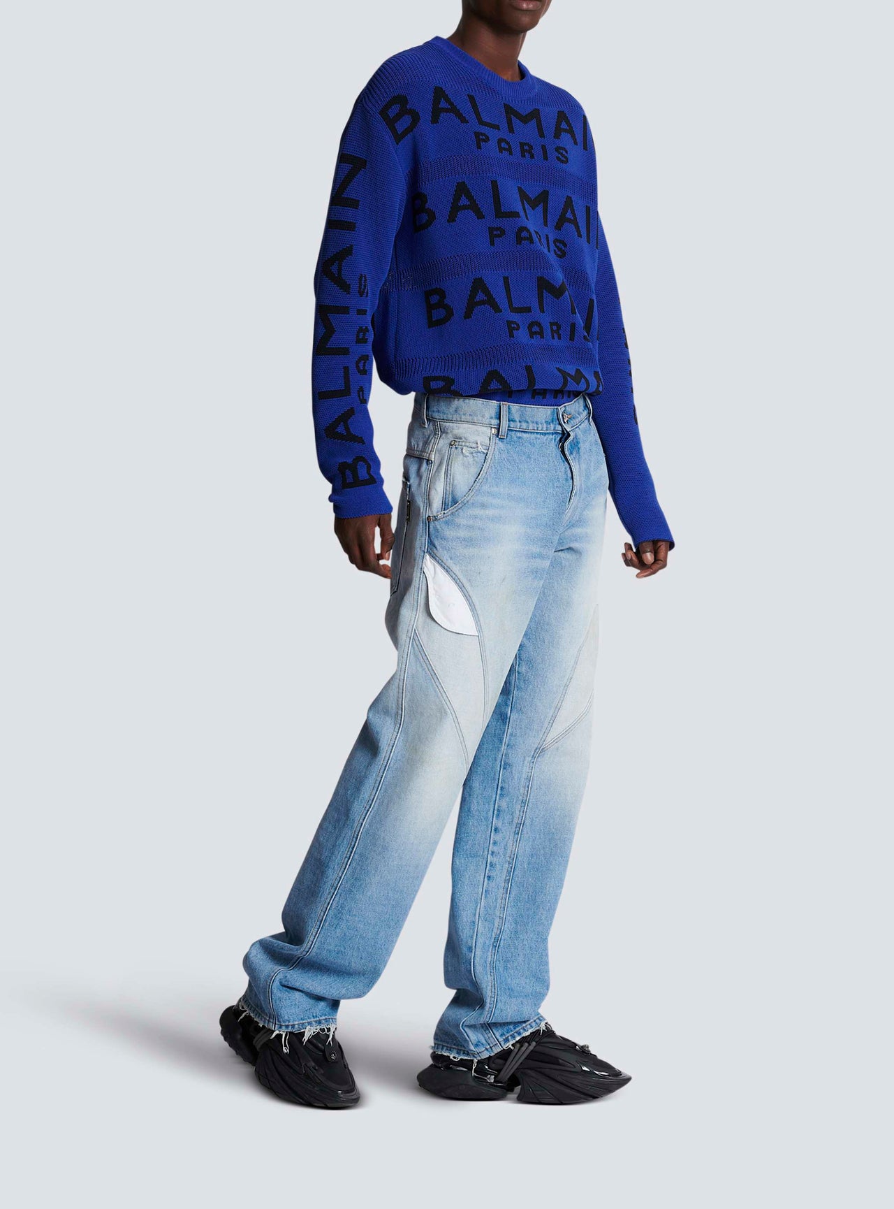 Balmain Men's Multicut Loose Blue Denim Pants