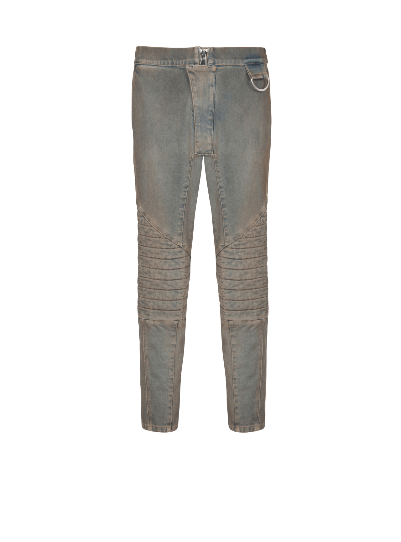 Balmain Men's Knee Pad Dirty Blue Denim Pants