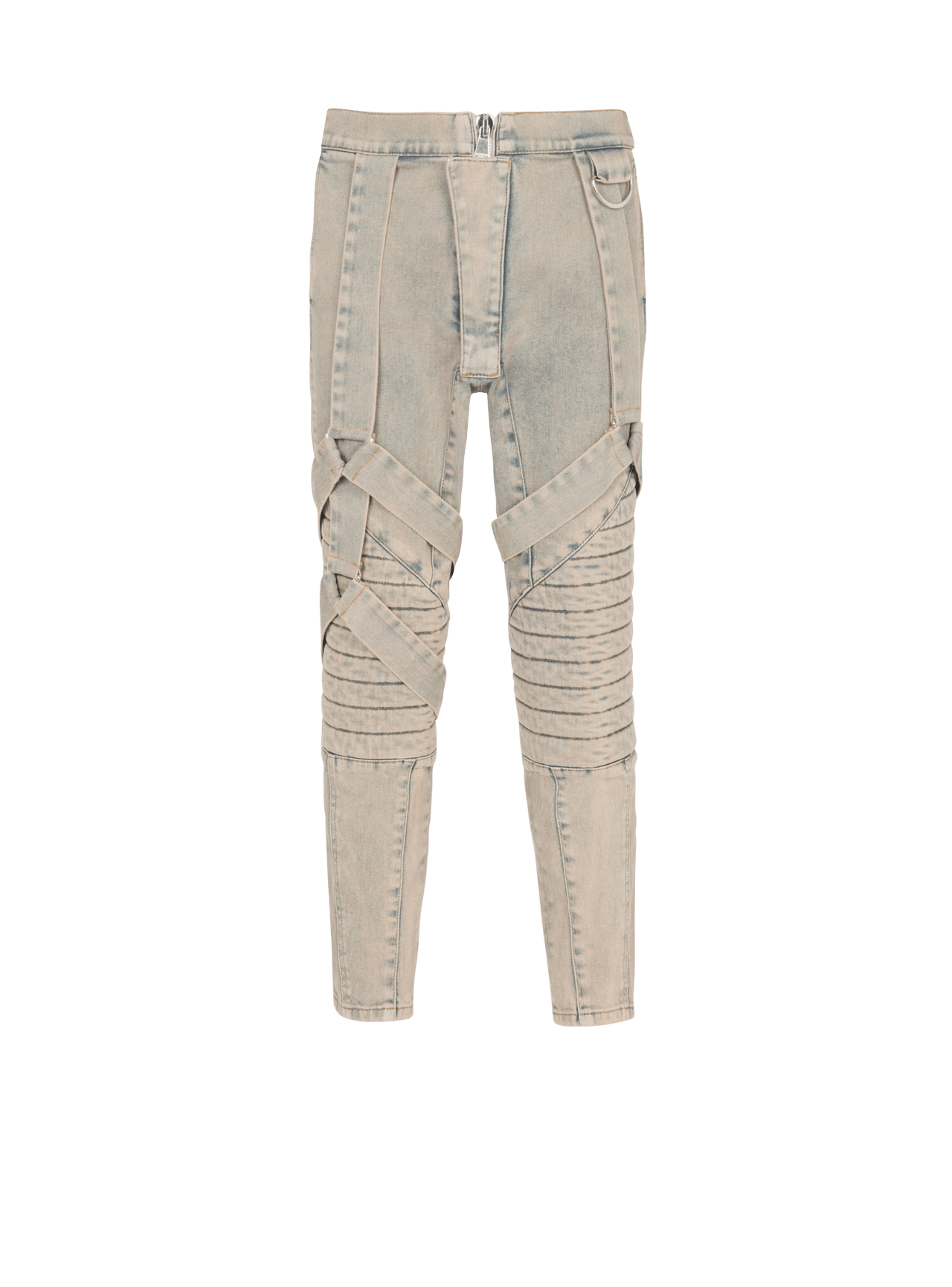 Balmain Men's Multi-Strap Sandy Blue Denim Pants