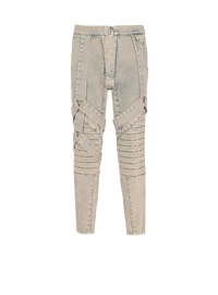 Balmain Men's Multi-Strap Sandy Blue Denim Pants