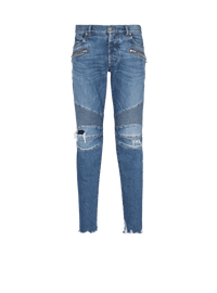 Balmain Men's Ribbed Slim Jeans-Double Stonewash