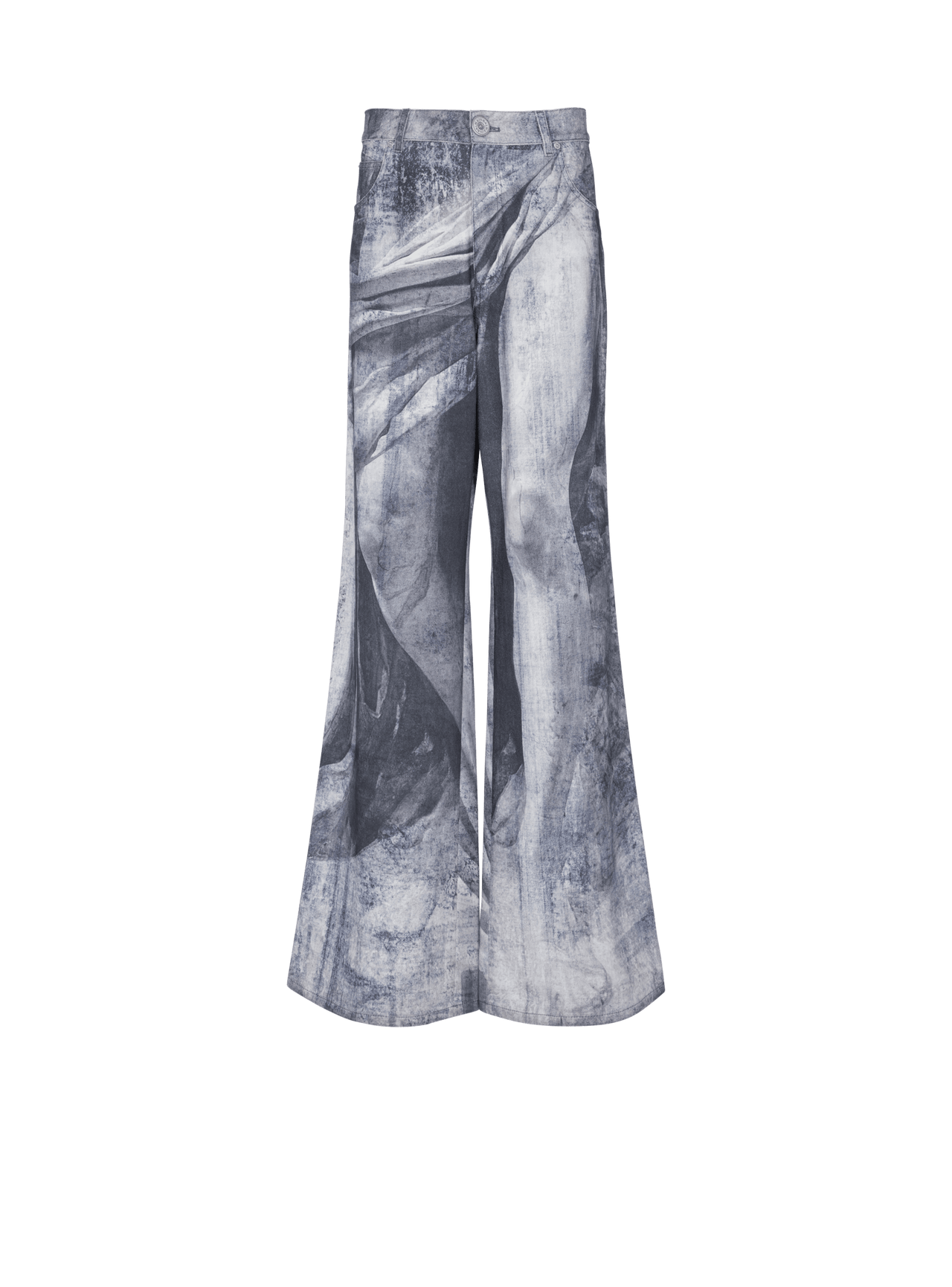 Balmain Men's Statue Printed Loose Denim Pants