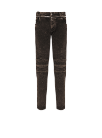 Balmain Men's Zipped Belt Dark Brown Denim Pants