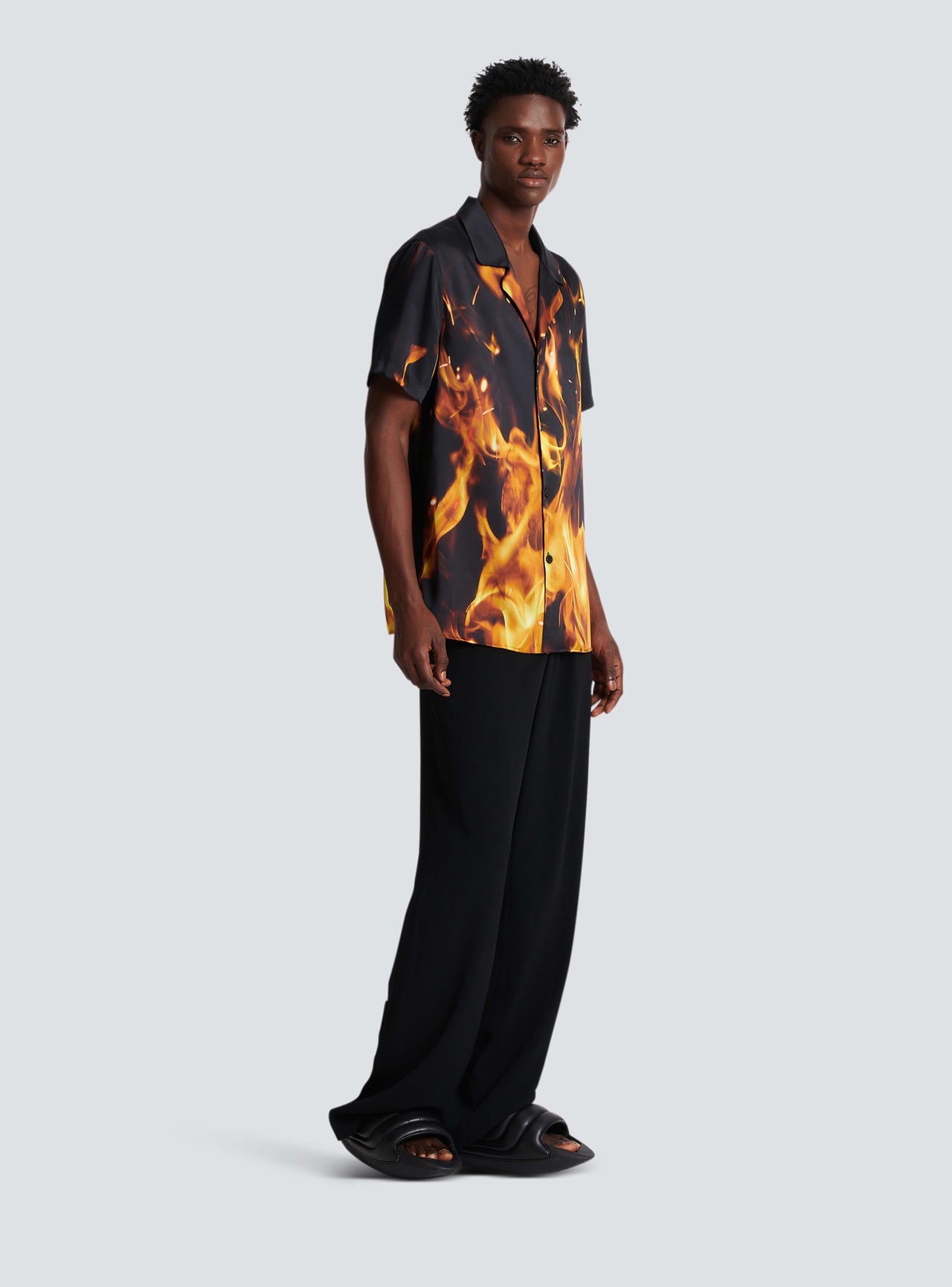 Balmain Men's Fire Printed Ss Pyjama Shirt