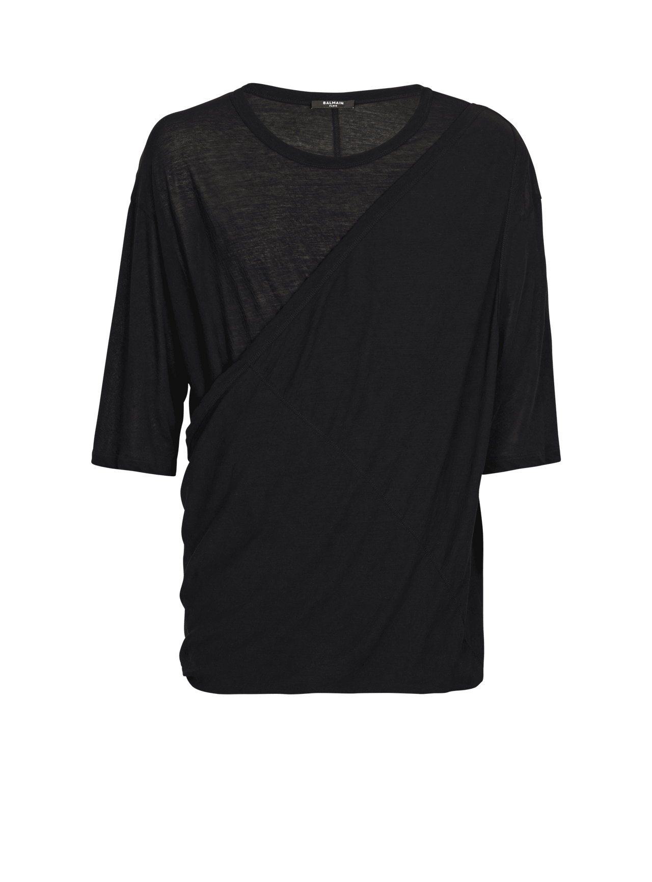 Balmain Men's Double Layer Draped T-Shirt - Oversize