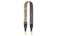 DIOR Embroidery With Calfskin Bag Strap Women's Beige/Black